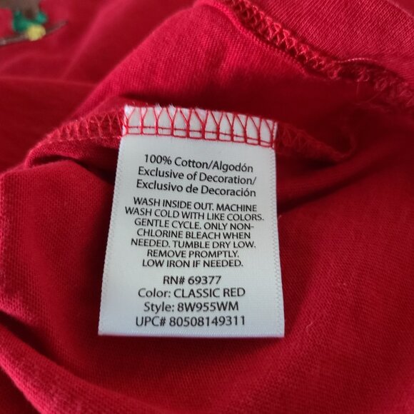 HOLIDAY EDITION?? RED -EMBROIDED/APPLIQUE REINDEER-CHRISTMAS LIGHTS SZ1X/XG(16) - Picture 8 of 9